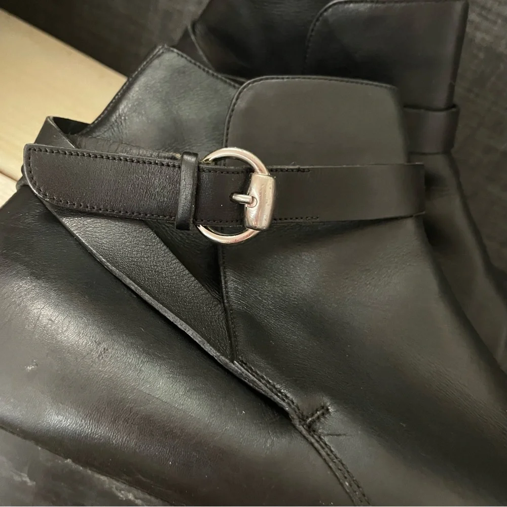 GUCCI MEN'S ANKLE BOOT WITH BUCKLE BLACK NOIR Size 9.5 D